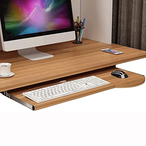Verstellbare Tastaturablage aus Holz unter dem Schreibtisch, Schieberegal für Tastatur und Maus, Schubladenverlängerung, platzsparendes Design, 70 x 26 cm, ideal für Home Office & Gaming Bild 1