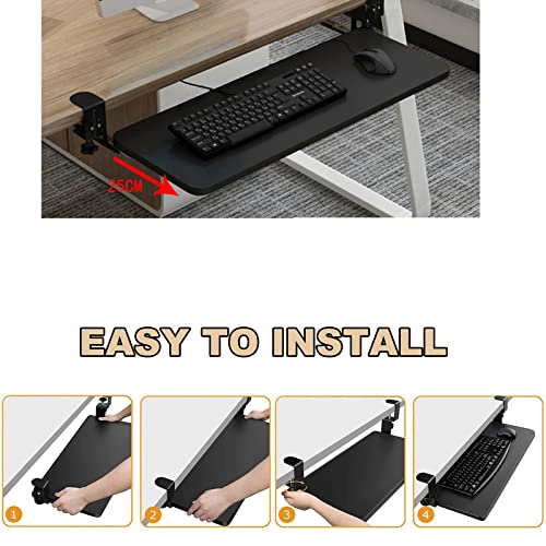 Tastaturablage unter dem Schreibtisch mit Klemme, verstellbare & platzsparende Holzablage für Tastatur & Maus, einfache Installation, perfekt für Home Office & Gaming Setup Bild 3