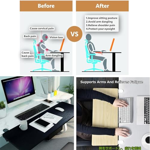 Komfortable Schreibtischverlängerung für Tastatur und Maus, 90° klappbares Tablett, erweitert den Arbeitsplatz, Schwarz, 75 x 25 cm – perfekt für Home Office & Gaming Setup Bild 7