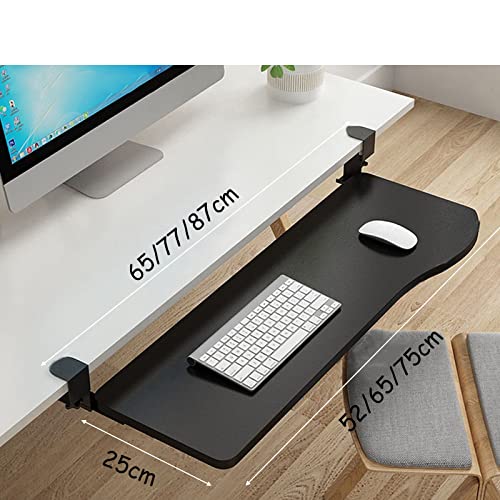 Tastaturablage aus Holz mit Gleitschienen für Tastatur und Maus, erweitert Platz auf dem Schreibtisch, großes 66 x 25,4 cm, Design, perfekt für Home Office und Gaming Setup Bild 2