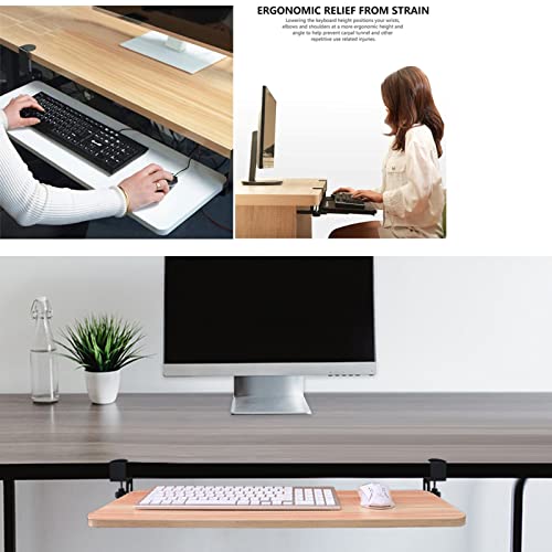 Tastaturablage aus Holz mit Gleitschienen für Tastatur und Maus, erweitert Platz auf dem Schreibtisch, großes 66 x 25,4 cm, Design, perfekt für Home Office und Gaming Setup Bild 7