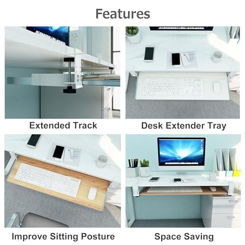 Verstellbare, verschiebbare Tastaturablage für Tastatur und Maus, 55/65/75 x 30 cm, Schwarz – perfekt für Home Office & Gaming Setup Bild 7