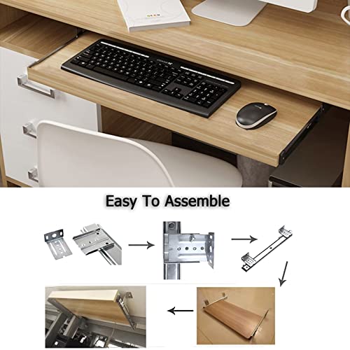 Ausziehbare Ablage für Tastatur und Maus mit benutzerdefinierter Taste, Metallschieber, 60 x 27 cm, ideal für Home Office und Gaming Bild 6