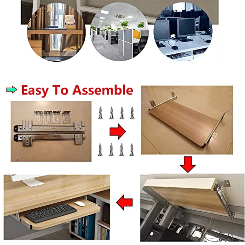 Verstellbare Metallschienen-Tastaturablage mit Holz-Maus-Plattform – optimiert den Arbeitsplatz, Design für Home Office und Gaming Setup Bild 4