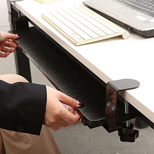 Höhenverstellbare Schreibtischverlängerung mit C-Halterung, schwarze 50 cm Tastaturablage für Ergon-Schreiben und Maus, perfekt für Heimbüro und Gaming-Setup Bild 4