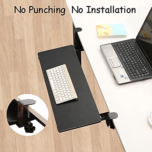 Höhenverstellbare Schreibtischverlängerung mit C-Halterung, schwarze 50 cm Tastaturablage für Ergon-Schreiben und Maus, perfekt für Heimbüro und Gaming-Setup Bild 5