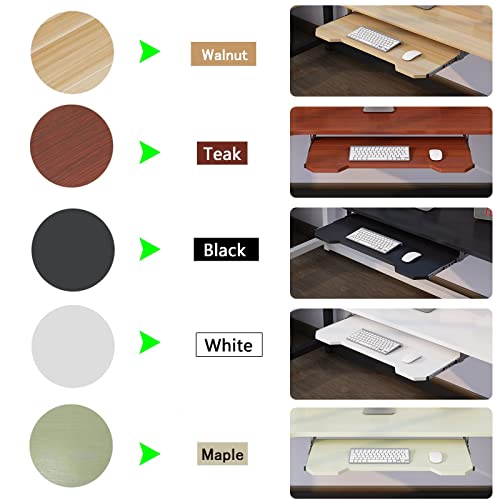 Desktop-Erweiterung mit Tastatur und Maus-Plattform, 35,6 cm, leise verschiebbare Tastaturablage, Teakfarben, 70 x 27 cm, perfekt für Home Office & Gaming Setup Bild 2
