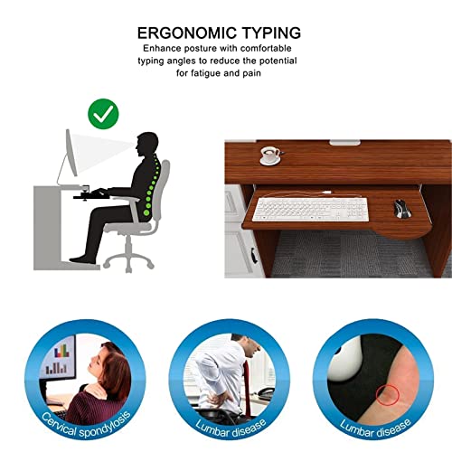 Verstellbare Tastaturablage, ausziehbar, 60/70 x 26 cm, kompatibel mit Computertastaturen und Mäusen, perfekt für Home Office & Gaming Setup (Teak-Finish, 70 x 26 cm) Bild 4