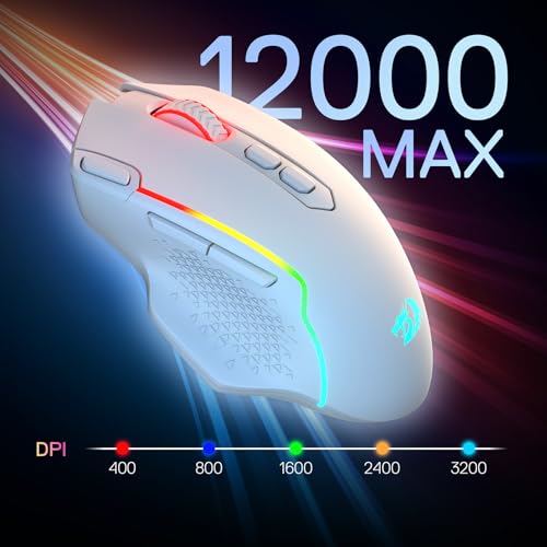 Redragon M810 MAX 3-Modi Wireless Gaming Maus, 12000 DPI, kabelgebundene/kabellose RGB-Maus mit Rapid Fire-Taste, 8 Makrotasten, 188 Stunden zuverlässige Stromversorgung für PC/Mac/Laptop Bild 4