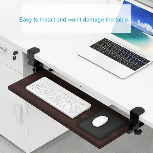 Verstellbare Untertisch-Tastaturablage mit Klemme, Schiebeschublade für Tastatur und Maus, 75 cm x 24 cm, platzsparende Lösung für Home Office und Gaming Setup Bild 6