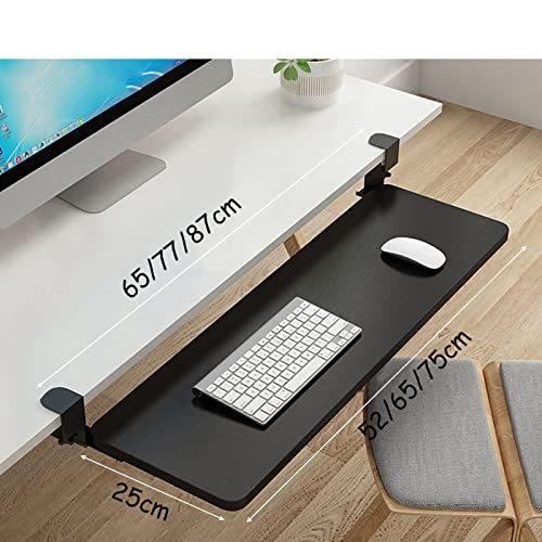 Tastaturablage aus Holz mit Gleitschienen für Tastatur und Maus, erweitert Platz auf dem Schreibtisch, 66 x 25,4 cm, Design, perfekt für Home Office und Gaming Bild 2