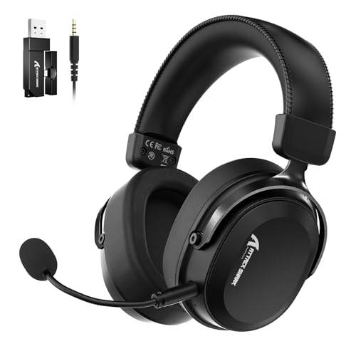 ATTACK SHARK L30PRO Kabelloses Gaming-Headset, 7.1 Surround Sound, EQ-Modi, 50-mm-Treiber, Tri-Modus, 1100-mAh-Akku, Over-Ear-Headset mit Abnehmbarem Noise-Cancelling-Mikrofon für PC - Schwarz Bild 1