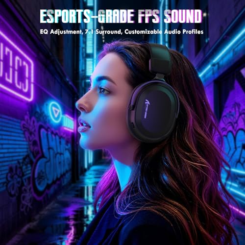 ATTACK SHARK L30PRO Kabelloses Gaming-Headset, 7.1 Surround Sound, EQ-Modi, 50-mm-Treiber, Tri-Modus, 1100-mAh-Akku, Over-Ear-Headset mit Abnehmbarem Noise-Cancelling-Mikrofon für PC - Schwarz Bild 4