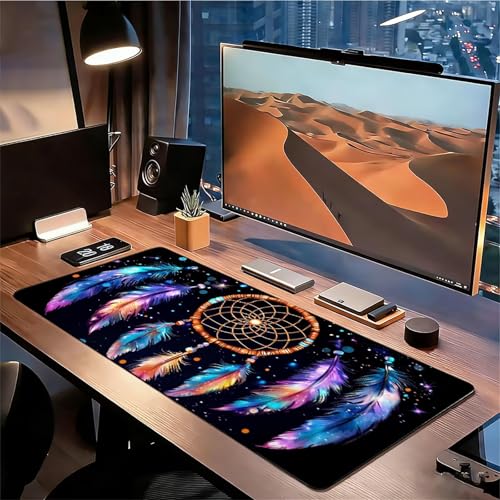 Gaming Mauspad XXL 1600x800x3mm Schwarz Mousepad, Große Speed rutschfeste Schreibtischunterlage Traumfänger Verbessert Präzision und Geschwindigkeit mit Stoßdämpfung für Tastatur und Maus xg-461 Bild 3