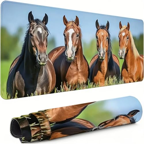 Gaming Mauspad XXL 1600x800x3mm Pferd Mousepad, Große Speed rutschfeste Schreibtischunterlage Landschaft Verbessert Präzision und Geschwindigkeit mit Stoßdämpfung für Tastatur Maus Homeoffice xg-479 Bild 1