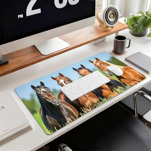 Gaming Mauspad XXL 1600x800x3mm Pferd Mousepad, Große Speed rutschfeste Schreibtischunterlage Landschaft Verbessert Präzision und Geschwindigkeit mit Stoßdämpfung für Tastatur Maus Homeoffice xg-479 Bild 2