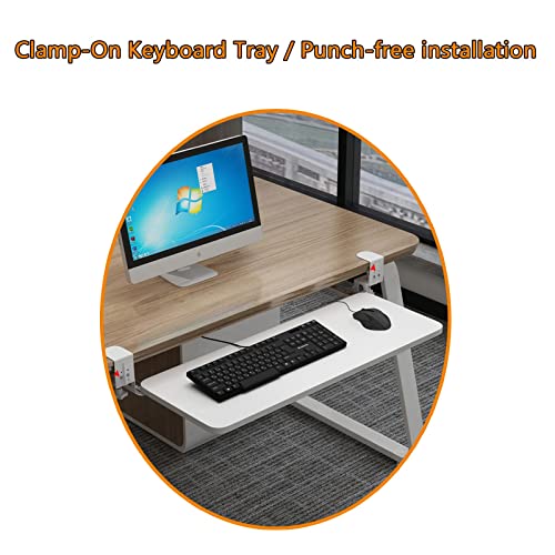 Tastaturablage aus Holz, ausziehbare Plattform für Tastatur und Maus, verstellbare Klemme, platzsparende Schublade, perfekt für Home Office & Gaming Setup Bild 7