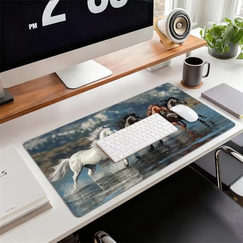 Gaming Mauspad XXL 1600x800x3mm Pferd Mousepad, Große Speed rutschfeste Schreibtischunterlage Tier Verbessert Präzision und Geschwindigkeit mit Stoßdämpfung für Tastatur und Maus Homeoffice xg-467 Bild 2
