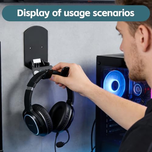 Headset Halterung, Kopfhörer Ständer, Faltbar Kopfhörerhalter, Universal Selbstklebend Kopfhörer Haken für Over Ear Kopfhörer, Gaming Headset Zubehör Bild 5