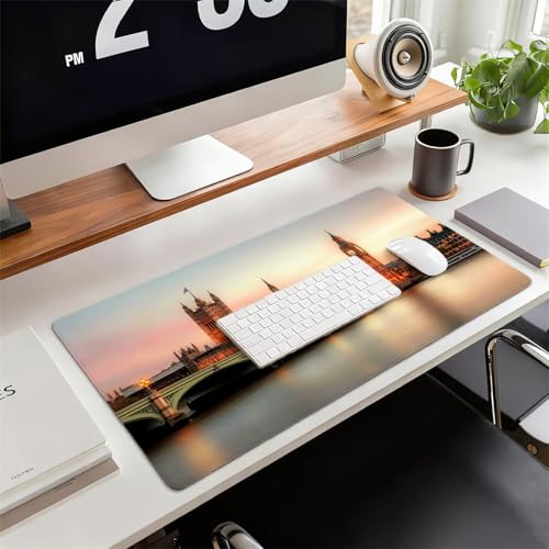Gaming Mauspad XXL 1600x800x3mm London Mousepad, Große Speed rutschfeste Schreibtischunterlage Tower Bridge Verbessert Präzision und Geschwindigkeit mit Stoßdämpfung für Tastatur und Maus xg-509 Bild 2