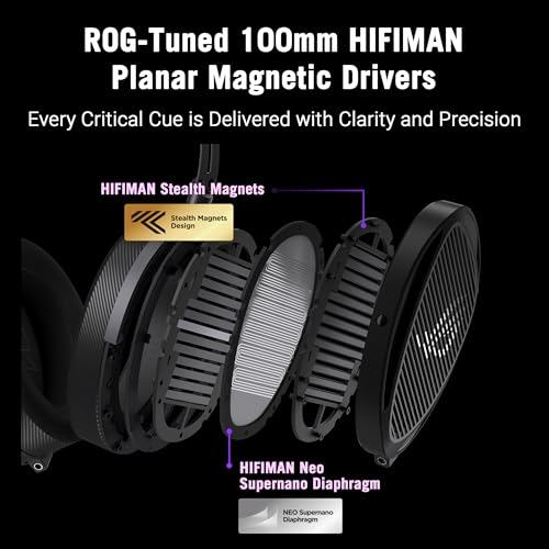 ASUS ROG Kithara Gaming/Audiophile Open Back Kabelgebundene Kopfhörer mit Mikrofon - ROG-Tuned HIFIMAN Planar Magnettreiber, verstellbares Kopfband, zusätzliche Ohrpolster, DAC-kompatibel Bild 2