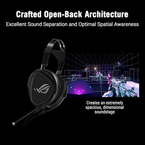 ASUS ROG Kithara Gaming/Audiophile Open Back Kabelgebundene Kopfhörer mit Mikrofon - ROG-Tuned HIFIMAN Planar Magnettreiber, verstellbares Kopfband, zusätzliche Ohrpolster, DAC-kompatibel Bild 4