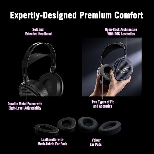 ASUS ROG Kithara Gaming/Audiophile Open Back Kabelgebundene Kopfhörer mit Mikrofon - ROG-Tuned HIFIMAN Planar Magnettreiber, verstellbares Kopfband, zusätzliche Ohrpolster, DAC-kompatibel Bild 7