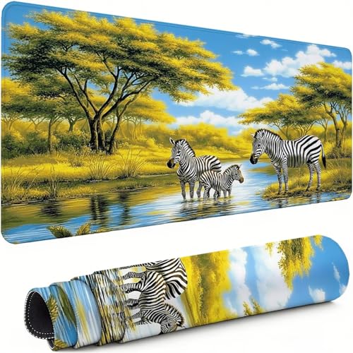 Gaming Mauspad XXL 1600x800x3mm Zebra Mousepad, Große Speed rutschfeste Schreibtischunterlage Baum Verbessert Präzision und Geschwindigkeit mit Stoßdämpfung für Tastatur und Maus Homeoffice xg-503 Bild 1