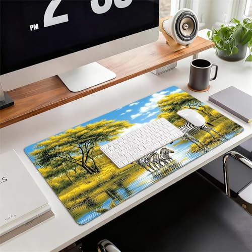 Gaming Mauspad XXL 1600x800x3mm Zebra Mousepad, Große Speed rutschfeste Schreibtischunterlage Baum Verbessert Präzision und Geschwindigkeit mit Stoßdämpfung für Tastatur und Maus Homeoffice xg-503 Bild 2