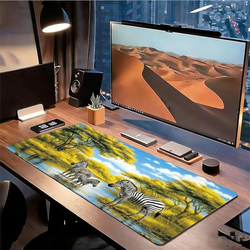 Gaming Mauspad XXL 1600x800x3mm Zebra Mousepad, Große Speed rutschfeste Schreibtischunterlage Baum Verbessert Präzision und Geschwindigkeit mit Stoßdämpfung für Tastatur und Maus Homeoffice xg-503 Bild 3
