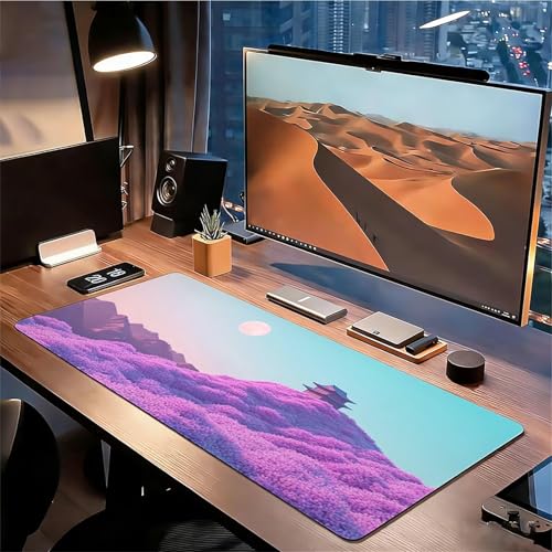 Gaming Mauspad XXL 1600x800x3mm Rosa Mousepad, Große Speed rutschfeste Schreibtischunterlage Berg Verbessert Präzision und Geschwindigkeit mit Stoßdämpfung für Tastatur und Maus Homeoffice xg-563 Bild 3