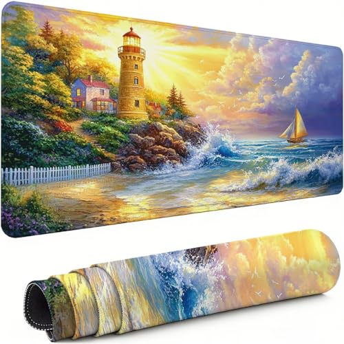 Gaming Mauspad XXL 1600x800x3mm Leuchtturm Mousepad, Große Speed rutschfeste Schreibtischunterlage Boot Verbessert Präzision und Geschwindigkeit mit Stoßdämpfung für Tastatur Maus Homeoffice xg-557 Bild 1