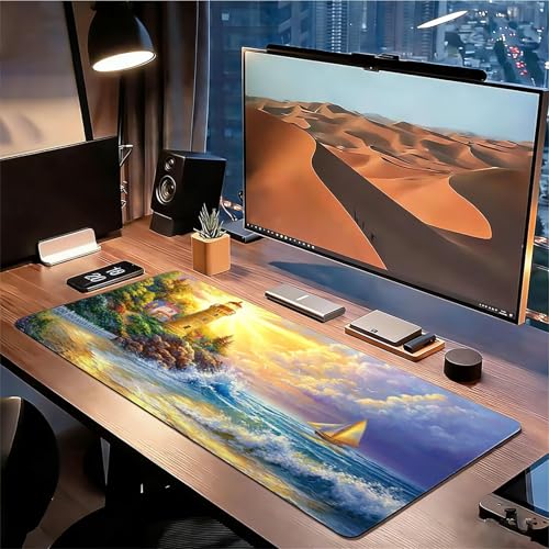 Gaming Mauspad XXL 1600x800x3mm Leuchtturm Mousepad, Große Speed rutschfeste Schreibtischunterlage Boot Verbessert Präzision und Geschwindigkeit mit Stoßdämpfung für Tastatur Maus Homeoffice xg-557 Bild 3