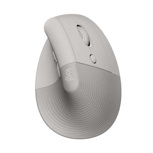 Logitech Lift Vertikale Ergonomische Maus, Kabellos, Bluetooth oder Logi Bolt USB-Empfänger, Leise Klicks, 4 Tasten, Kompatibel mit Windows/macOS/iPadOS, Laptop, PC - Sand Bild 1