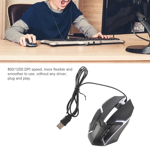 RGB-Gaming-Maus, 800 1200 DPI, Kabelgebundenes USB, Ergonomisches Design mit Coolen RGB-Lichteffekten, für PC, Laptop, Desktop-Computer Bild 2