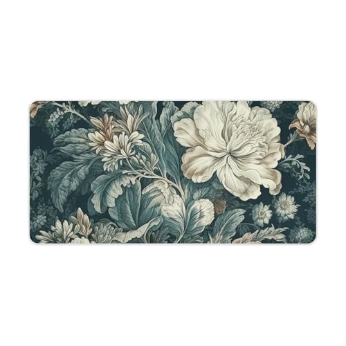 Schreibtischunterlage mit Blumenmotiv, groß, wasserdicht, rutschfeste Gummiunterseite, multifunktionale Maus, Tastatur, Gaming-Pad, große Computermatte für Home Office Bild 1