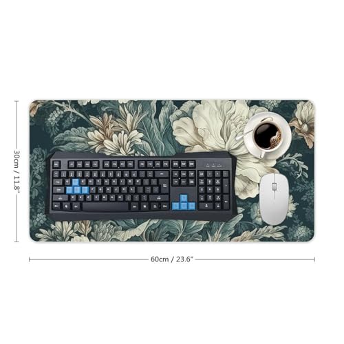 Schreibtischunterlage mit Blumenmotiv, groß, wasserdicht, rutschfeste Gummiunterseite, multifunktionale Maus, Tastatur, Gaming-Pad, große Computermatte für Home Office Bild 3