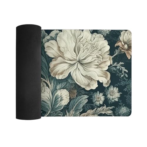 Schreibtischunterlage mit Blumenmotiv, groß, wasserdicht, rutschfeste Gummiunterseite, multifunktionale Maus, Tastatur, Gaming-Pad, große Computermatte für Home Office Bild 4