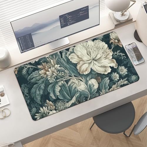Schreibtischunterlage mit Blumenmotiv, groß, wasserdicht, rutschfeste Gummiunterseite, multifunktionale Maus, Tastatur, Gaming-Pad, große Computermatte für Home Office Bild 6
