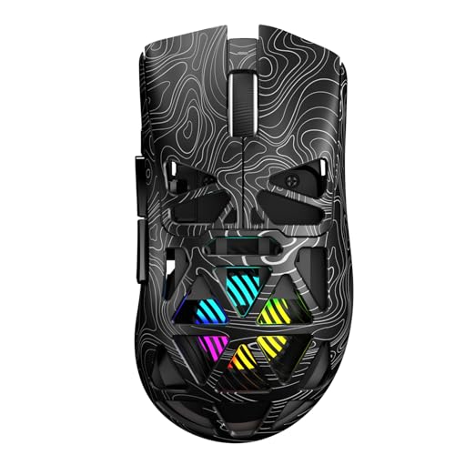 AULA SC620 Kabellose Gaming Maus,BT5.0/2.4G/USB-C,mit PixArt PAW3311-Sensor,12000DPI,8KHz,Feuertaste,7 Programmierbare Tasten,67g Leichtgewicht,400-mAh-Akku,RGB Gamer Maus für PC/Mac (Schwarz-L) Bild 1