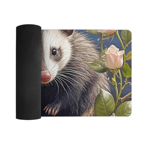 Opossum und Roses Schreibtischunterlage, groß, wasserdicht, rutschfeste Gummiunterseite, multifunktionale Maus, Tastatur, Gaming-Pad, große Computermatte für Home Office Bild 4