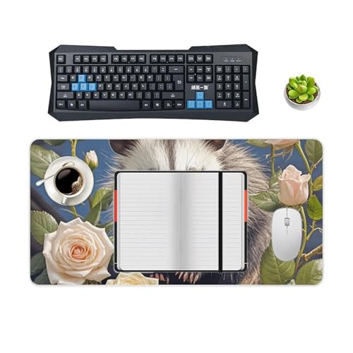 Opossum und Roses Schreibtischunterlage, groß, wasserdicht, rutschfeste Gummiunterseite, multifunktionale Maus, Tastatur, Gaming-Pad, große Computermatte für Home Office Bild 5