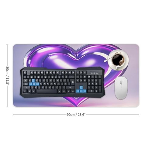 Schreibtischunterlage mit violetten Herzen, groß, wasserdicht, rutschfeste Gummiunterseite, multifunktionale Maus, Tastatur, Gaming-Pad, große Computermatte für Home Office Bild 3
