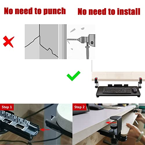 Ergonomische Tastaturablage unter dem Schreibtisch mit verstellbarer Höhe – ausziehbare Tastatur und Maus-Plattform, Sichtschutz, perfekt für Home Office und Gaming Setup Bild 6