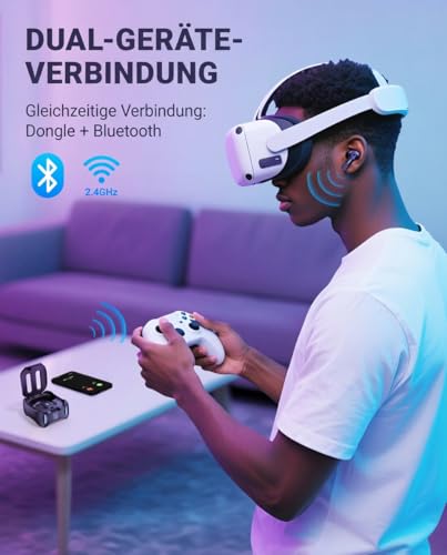 SW4 Pro Gaming In-Ear Kopfhörer mit Mikrofon, kabellos, 2,4G Dongle + Bluetooth Dual-Modus, 20 ms Ultra-Low-Latency, kompatibel mit PS5, PlayStation, Desktop & Laptop PC, VR Bild 4