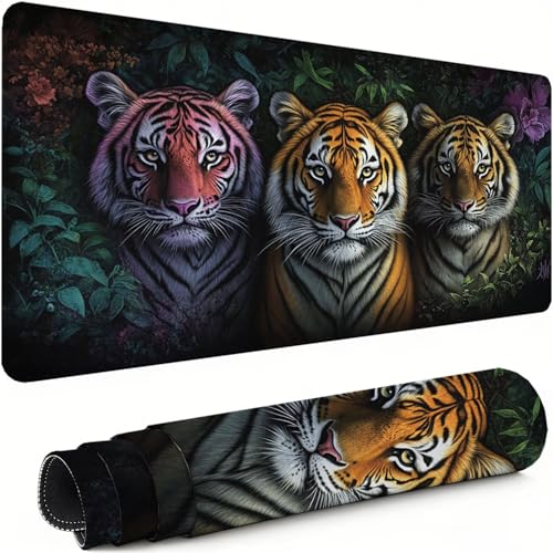 Gaming Mauspad XXL 1600x800x3mm Tiger Mousepad, Große Speed rutschfeste Schreibtischunterlage Wald Verbessert Präzision und Geschwindigkeit mit Stoßdämpfung für Tastatur und Maus Homeoffice xg-581 Bild 1