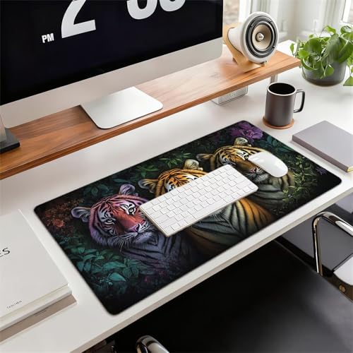 Gaming Mauspad XXL 1600x800x3mm Tiger Mousepad, Große Speed rutschfeste Schreibtischunterlage Wald Verbessert Präzision und Geschwindigkeit mit Stoßdämpfung für Tastatur und Maus Homeoffice xg-581 Bild 2