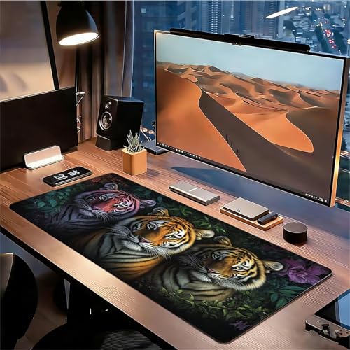 Gaming Mauspad XXL 1600x800x3mm Tiger Mousepad, Große Speed rutschfeste Schreibtischunterlage Wald Verbessert Präzision und Geschwindigkeit mit Stoßdämpfung für Tastatur und Maus Homeoffice xg-581 Bild 3