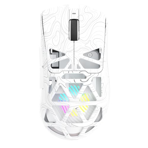AULA SC620 Kabellose Gaming Maus,BT5.0/2.4G/USB-C,mit PixArt PAW3311-Sensor,12000DPI,8KHz,Feuertaste,7 Programmierbare Tasten,67g Leichtgewicht,400-mAh-Akku,RGB Gamer Maus für PC/Mac (Weiß-L) Bild 1
