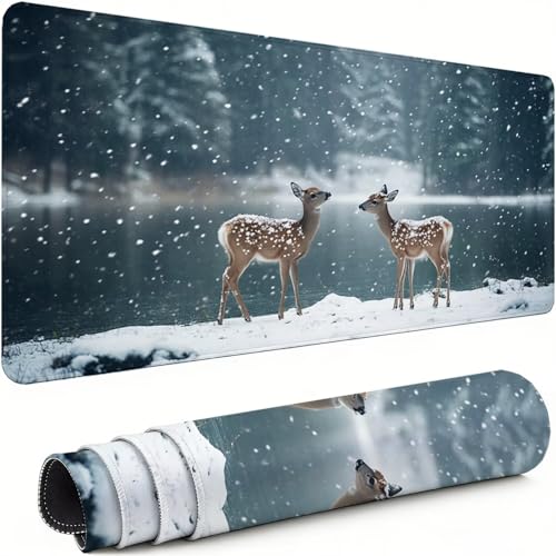 Gaming Mauspad XXL 1600x800x3mm REH Mousepad, Große Speed rutschfeste Schreibtischunterlage Schneeflocke Verbessert Präzision und Geschwindigkeit mit Stoßdämpfung für Tastatur Maus Homeoffice xg-587 Bild 1